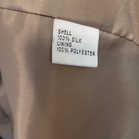 Talbots 100% Silk Caramel Jacket Women’s Size 10 Lightweight Button Front Coat - Picture 6 of 11
